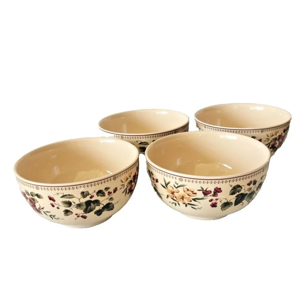 WAVERLY Garden Room 4 PC Soup Cereal Fruit Bowls Made in Poland 6